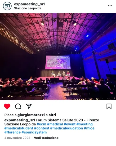 Forum Sistema Salute 2023 - Supporto tecnico e allestimenti Expomeeting alla Stazione Leopolda di Firenze